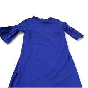 Blue Dress with Flared Quarter Sleeves